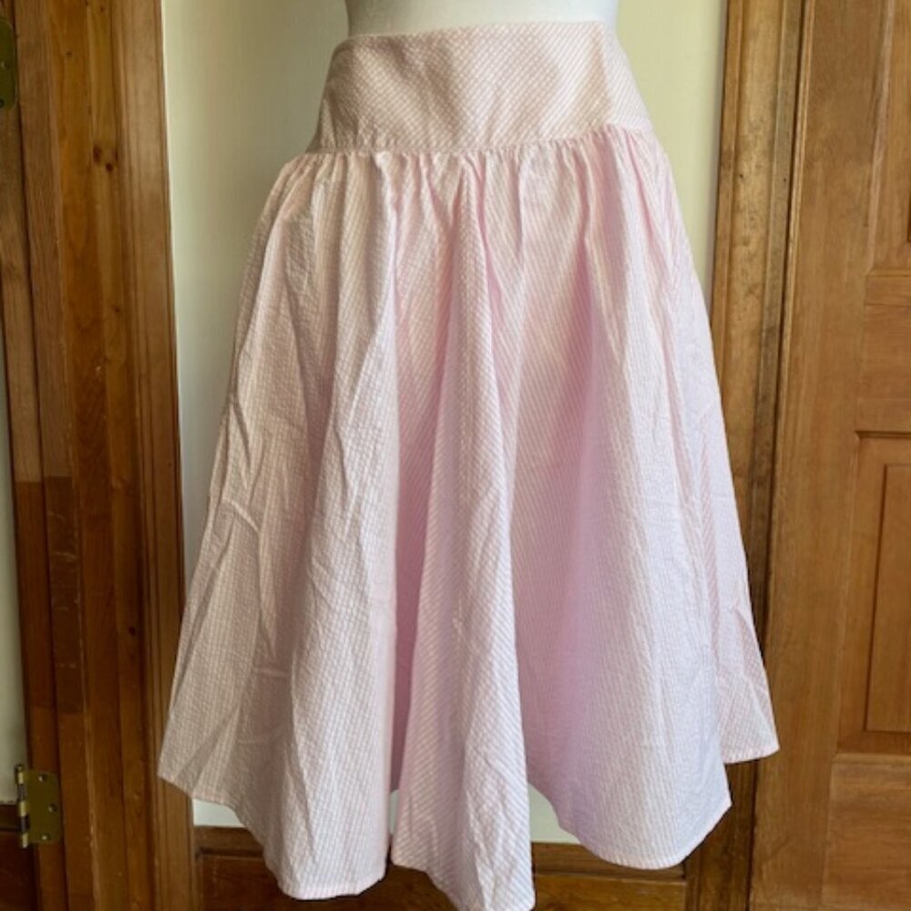 Ralph Lauren Blue Label Pink and White Seersucker Full Skirt 12